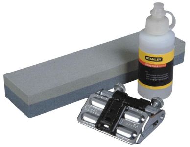 Набір Stanley для заточування стамесок та ножів рубанків (затискач, точильний камінь, мастило)
