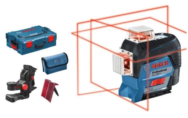 Нівелір лазерний Bosch Professional GLL 3-80C, до 30м з приймачем 120м, +/-0.2мм/м, +BM 1+L-Boxx, 0.82кг