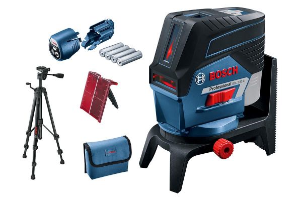 Нівелір лазерний Bosch Professional GCL2-50C+RM2+BT150 до 10м, +/-0.3мм/м, 4AAx1.5В, IP54, штативі, чохол, мішеннь, 0.6кг