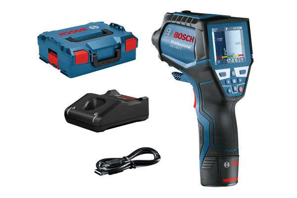 Термодетектор акумуляторний Bosch Professional GIS 1000 C, 12В, акб 1х2А&#183;год, -40&#176;C…+1000&#176;C, &#177;1.0&#176;C, IP54, 0.1–5м, 0.54кг, кейс