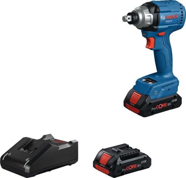 Гайковерт ударний Bosch IDS 18V-200T 18В 2x4А*год ProCORE до 2500об/хв 30/140Нм квадрат 1/2" ЗП GAL18V-40 1.2кг