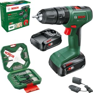 Шурупокрут-дриль акумуляторний Bosch EasyImpact 18V-40 18В 2х2А*год 20*38Нм 0-430*0-1630об/хв кейс ЗП набір з 34 предметів (АС Xline) 1.4кг
