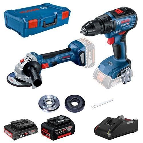 Набір із двох акумуляторних інструментів Bosch Professional 18В дриль-шурупокрут GSR 18В-50 шліфмашина кутова GWS 180-LI акб 1х2А*год+1х5А*год XL-BOXX