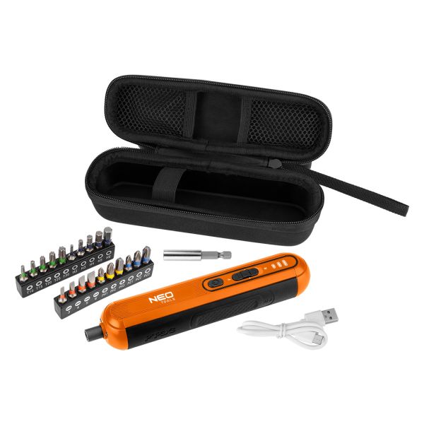 Викрутка акумуляторна Neo Tools 4В1Х1.5А*год 4.5Нм 230об/хв 20 біт кейс 0.23кг