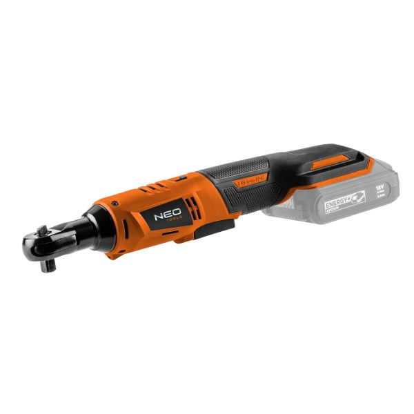 Тріскачка акумуляторна Neo Tool Energy+ 18В 250об/хв 60Нм 3/8" адаптер 1/2" 0.89кг без АКБ та ЗП