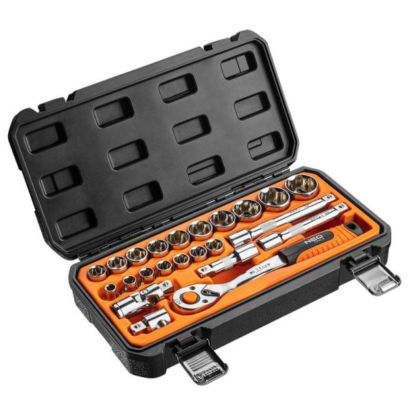 Набір інструментів Neo Tools, Набір торцевих головок 1/2", 23шт, CrV