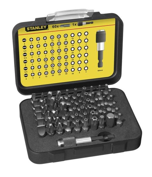 Біти Stanley Expert, набір 61шт, 1/4", магнітний бітотримач, SL,PH,PZ,H,T, 25мм, кейс