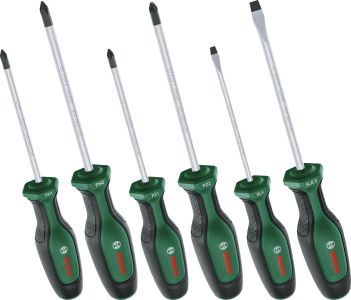 Викрутка Bosch набір 6шт, SL 4, 6.5мм, PH1х100мм, PH2х125мм, PZ1х100мм, PZ2х125мм