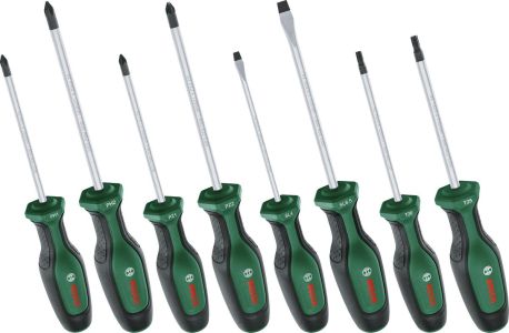 Викрутка Bosch набір 8шт, SL 4, 6.5мм, PH1х100мм, PH2х125мм, PZ1х100мм, PZ2х125мм, Т20х100, Т25х100