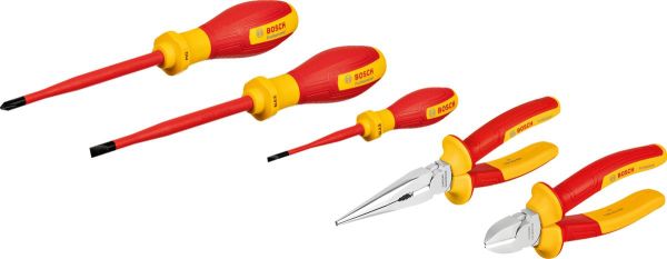 Набір інструментів Bosch Professional, 5 шт, (плоскогубці та викрутки), VDE