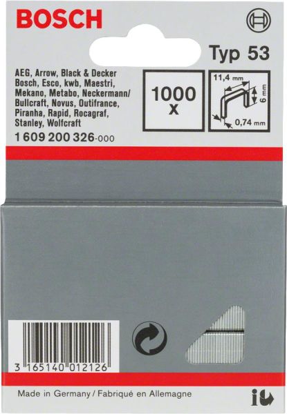 Скоби Bosch Professional тип 53, 6х11.4х0.74мм, 1000шт