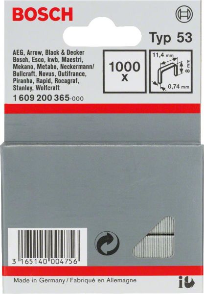 Скоби Bosch Professional тип 53, 8х11.4х0.74мм, 1000шт