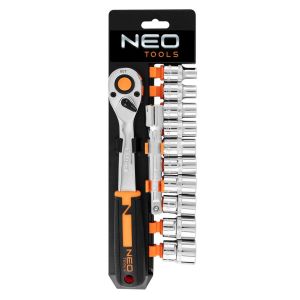 Набір торцевих головок Neo Tools, 12шт, 1/2&quot;, тріскачка 90 зубців, CrV