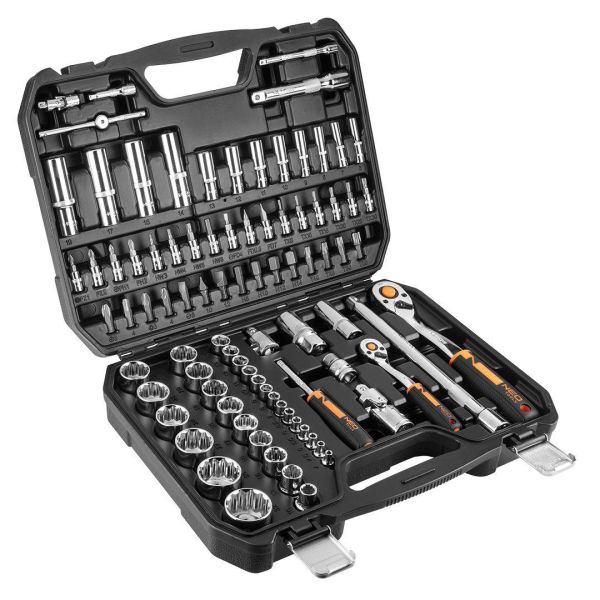 Набір інструментів Neo Tools, набір торцевих головок, 86шт, 1/2", 1/4", CrV, кейс