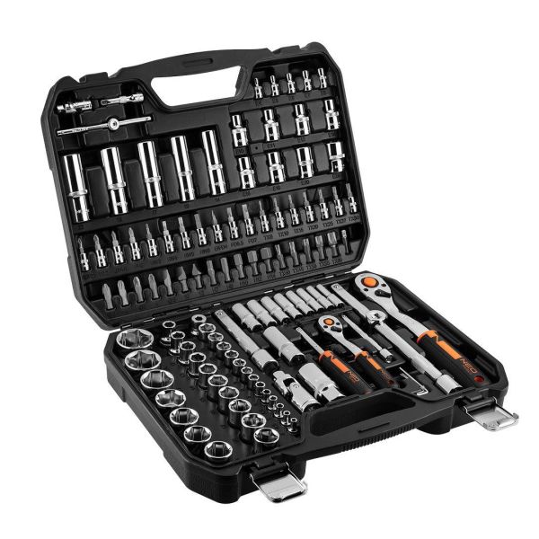Набір інструментів Neo Tools, набір торцевих головок, 110шт, 1/2", 1/4", CrV, кейс