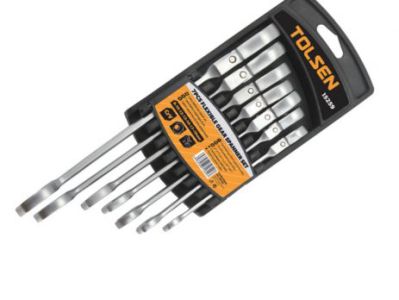 Ключі гайкові Tolsen, набір 7 шт, комбіновані, шарнірні, храповий механізм, 8-19мм, CrV