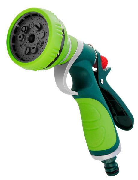 Зрошувач ручний Verto, пістолетний, 1/2&quot;-3/4&quot;, 9 функцій, регулювання форми струменя води, тримач двокомпонентний