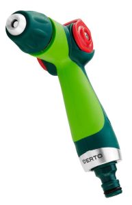 Зрошувач ручний Verto, пістолетний, 1/2&quot;-3/4&quot;, 1 функція, плавне регулювання напору води великим пальцем, тримач двокомпонентний