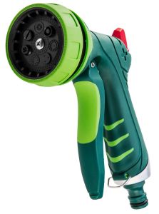 Зрошувач ручний Verto, пістолетний, 1/2&quot;-3/4&quot;, 7 функцій, регулювання напору води, блокування переднього важеля, тримач двокомпонентний