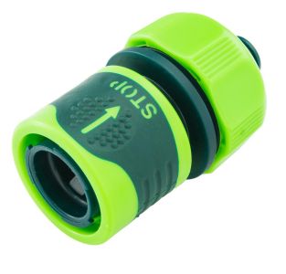 Конектор для шланга Verto, 3/4&quot;, з аквастопом, двокомпонентний, прогумований, антиковзкий