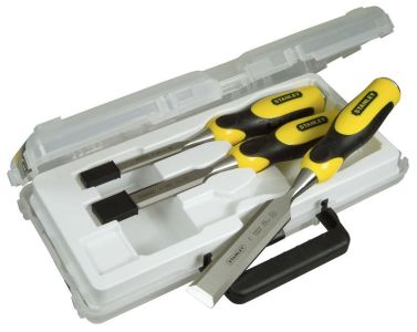 Стамеска Stanley DynaGrip, набір 3шт, 12,18,25см, кейс
