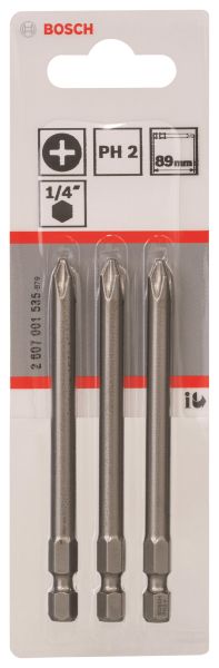 Біти Bosch Professional Extra-Hart PH2, 89мм, 3шт