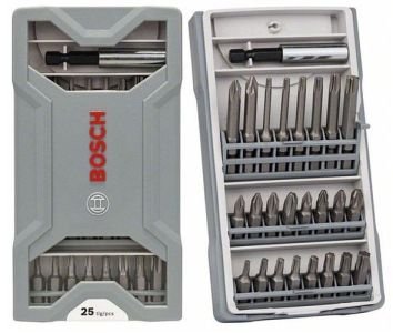 Біти Bosch Professional Mini X-Line Extra Hard, магнітний бітотримач, PH,PZ,T, кейс, набір 25шт