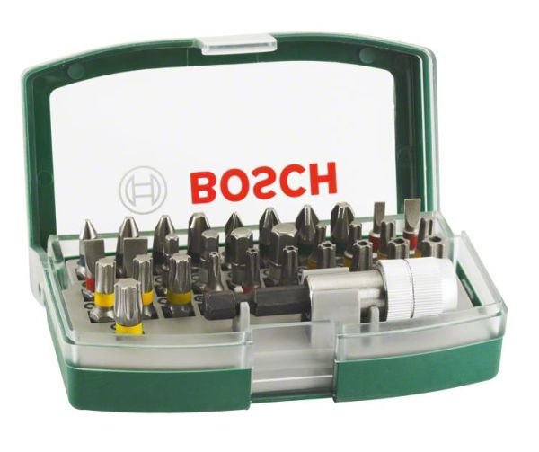 Біти Bosch Professional магнітний бітотримач, SL,PH,PZ,H,T,TT, 25мм, кейс, набір 32шт