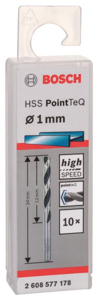 Свердло по металу Bosch Professional HSS-PointTeQ, 1х12х34мм, 10шт