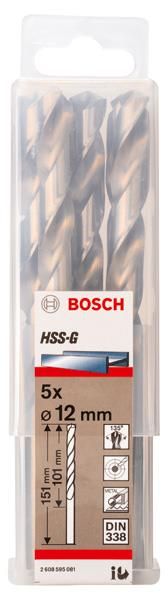 Свердло Bosch Professional HSS-G по металу, 12мм, 5шт