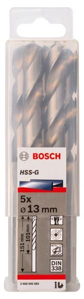 Свердло Bosch Professional HSS-G по металу, 13мм, 5шт