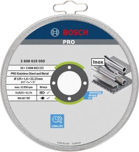 Диск відрізний Bosch Professional Stand по нержавіючій сталі 125x1.6x22.23мм, 10шт