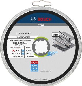 Диск відрізний Bosch Professional X-LOCK по нержавіючій сталі 125x1x22.23мм, 10шт
