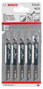 Полотно пиляльне для електролобзика Bosch Professional по дереву T111С, 5шт