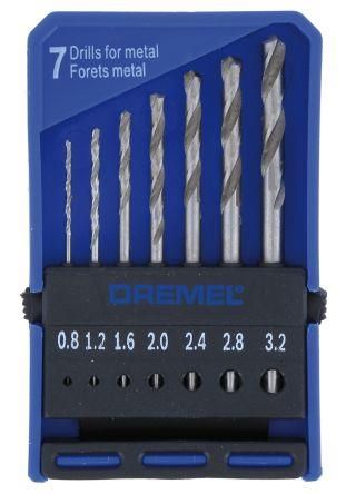 Набір свердел по металу Dremel 628, 7шт, HSS, 0.8-3мм, кейс