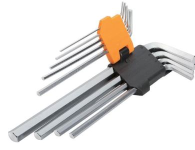 Ключі шестигранні Tolsen, набір 9шт, подовжені, довгі, кулястий наконечник, 1.5-10мм, CrV