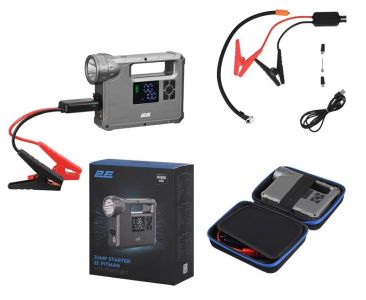 Пуско-зарядний пристрій портативний 2E Pitman, струм 400А/пік 1000А, 10000 мА/37 Вт&#183;год, павербанк, компресор, ліхтар, 1xUSB-A, кейс