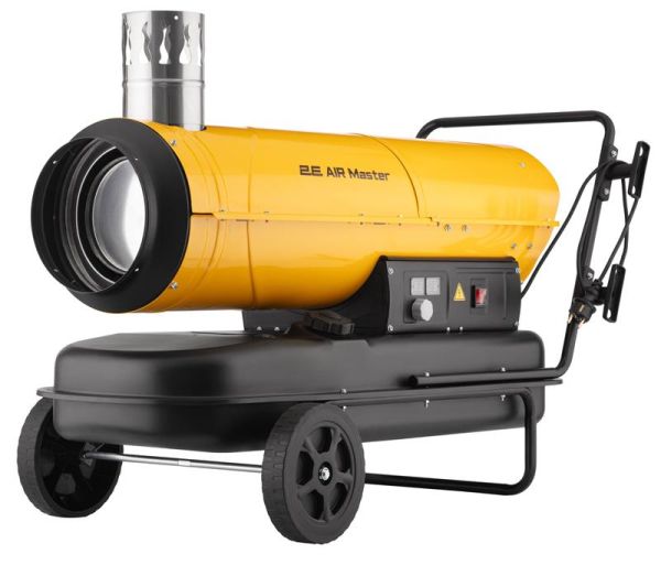 Теплова гармата дизель/гас 2E PowerHeat D30i, непрямого нагріву, 30кВт, 400м2, 780м3/год, колеса, IPX4, жовтий, 34.4кг