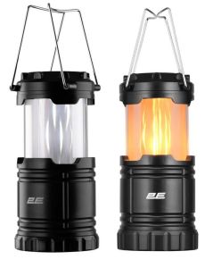 Ліхтар кемпінговий на батарейках 2E PLBL3AA Flame AAx3 200лм 3Вт складаний 2 режими освітлення полум’я/біле світло IP44 0.26кг
