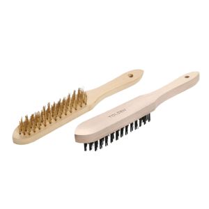 Щітка пряма Tolsen, рифлений дріт, 4 ряди дроту, 0.33мм, 140мм, дерев&#39;яне руків&#39;я