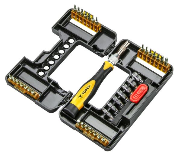 Біти TOPEX, набір 68шт, бітотримач, 1/4", прецизійні, CrV