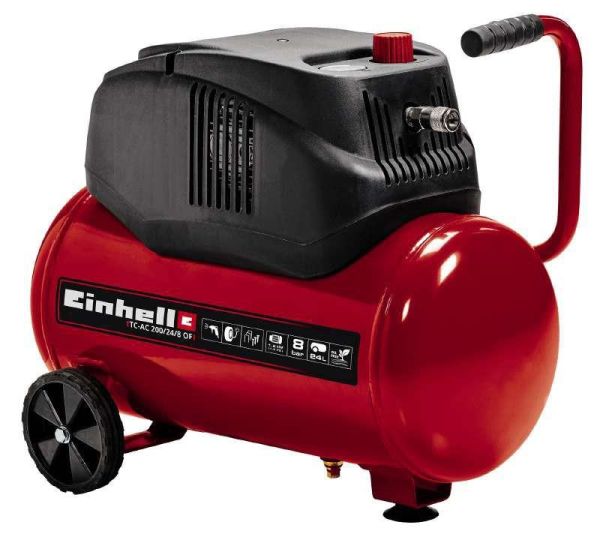 Компресор повітряний Einhell TC-AC 200/24/8 OF безолійний, 1200Вт, 24л, 180л/хв, 8бар, 15.4кг
