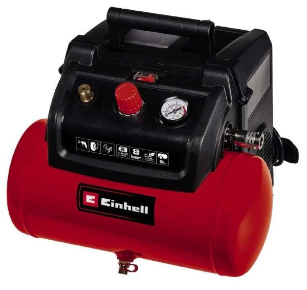 Компресор повітряний Einhell TC-AC 190/6/8 OF  безолійний, 1200Вт, 6л, 190л/хв, 8бар, 8.9кг
