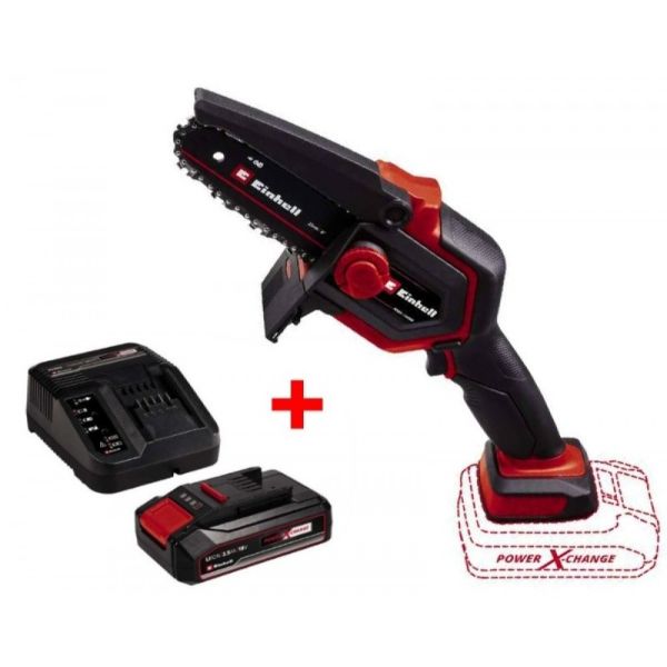 Пила ланцюгова акумуляторна Einhell GE-PS 18/15 Li BL Kit PXC 18В акб 1х2.5А&#183;год безщіткова шина 158мм різ 125мм 4.8 м/с 1.1кг