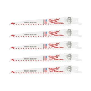 Полотно пиляльне для шабельної пилки Milwaukee FANG TIP THIN KERF по дереву, крок зуба 5ммх150мм, 5шт