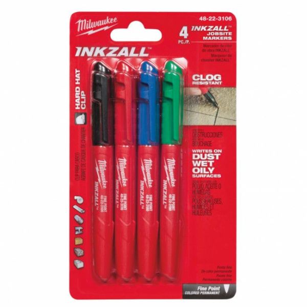 Маркер Milwaukee InkZAll набір 4 шт, синій/червоний/зелений/чорний