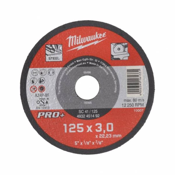 Диск відрізний Milwaukee PRO+ по металу, 125х3х22.2мм