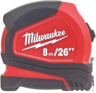 Рулетка Milwaukee Pro Compact C8-26/25, 8мх16мм, з фіксатором змотування, АБС-пластик