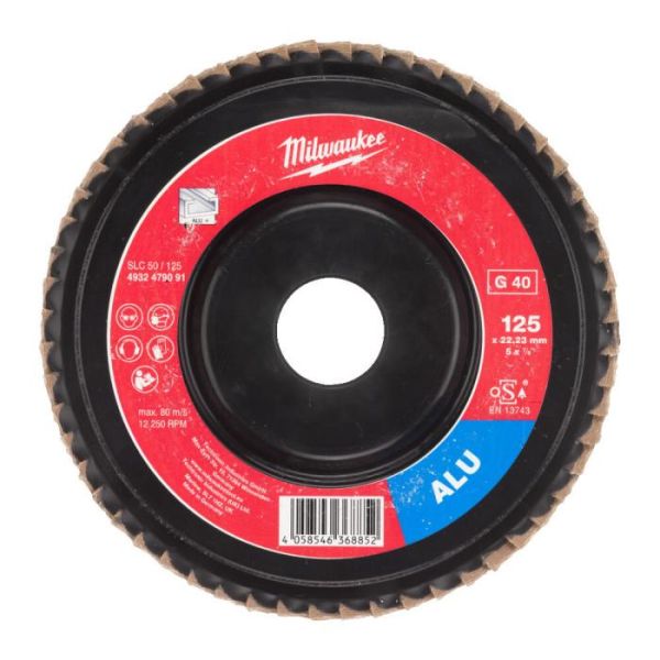 Диск пелюстковий Milwaukee ALUMINIUM, 125x22.2мм, K40