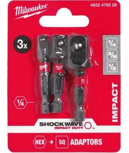 Перехідник Milwaukee, набір 3шт, 1/4&quot;,3/8&quot;,1/2&quot;, для торцевих головок